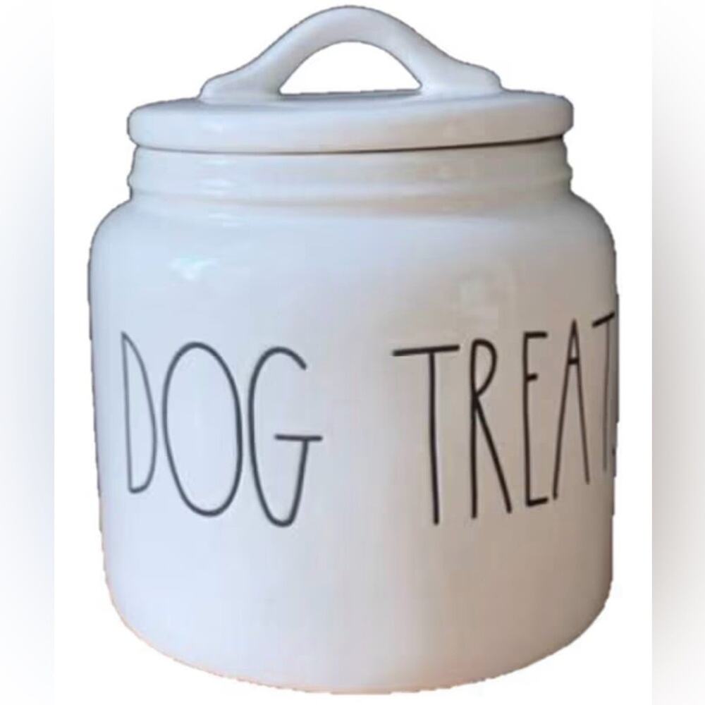 Rae Dunn Dog Treats Magenta Artisan Collection White Ceramic Canister With Lid